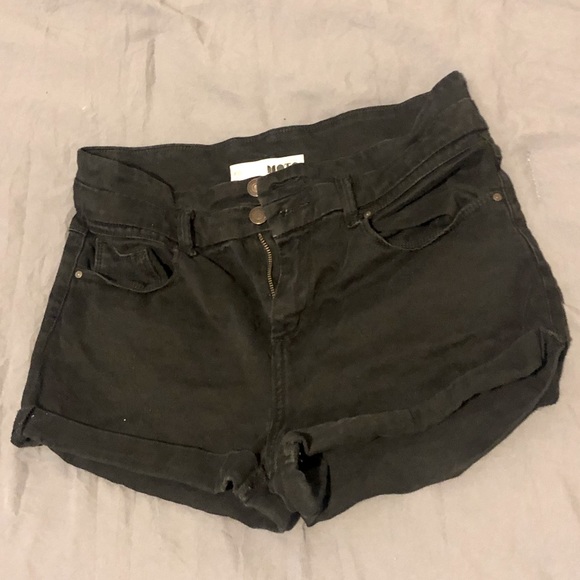 High waisted Black Denim Jean Shorts - Picture 1 of 3